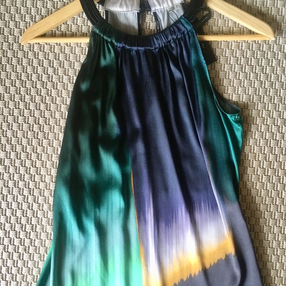 Elie Tahari Watercolor Sleeveless Silk Top
